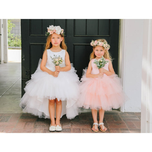 Baby Girls Ivory Hi-Low Multi Level Ruffle Tutu Flower Girl Dress 6-24M - SophiasStyle.com